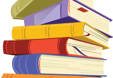 Stack of Colorful Library Books