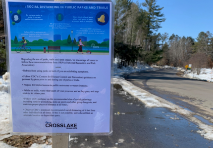Sign with Covid-19 Parks and Trails recommendations