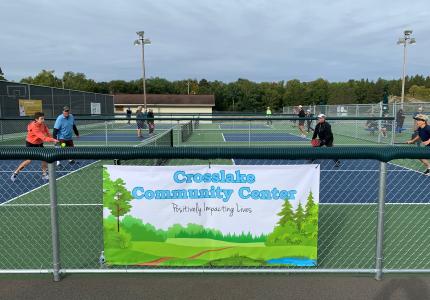 Community Center Banner at the Pickleball Courts