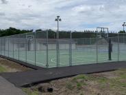 Two fully assembled basketball hoops